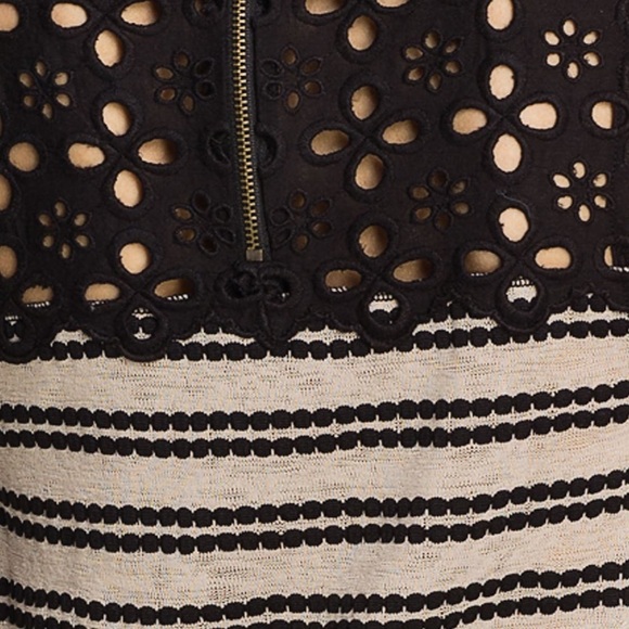 FREE PEOPLE 'Molly's Retro' Peplum Top Black Beige Women’s Size Medium - Picture 3 of 9